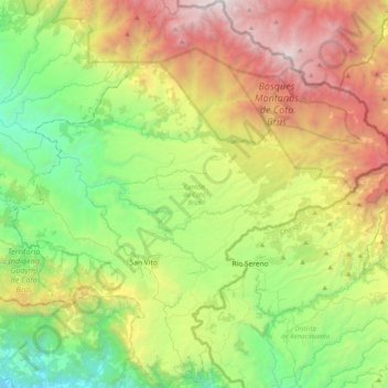 Cantón Coto Brus topographic map, elevation, terrain