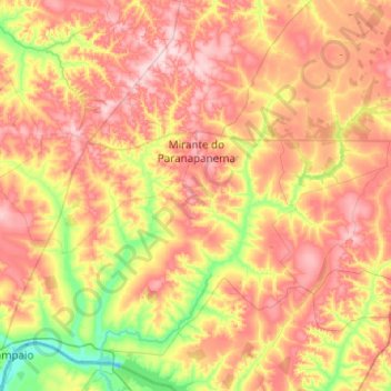 Mirante do Paranapanema topographic map, elevation, terrain