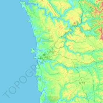 Ratnagiri topographic map, elevation, terrain