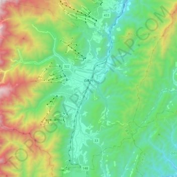 Hakuba topographic map, elevation, terrain