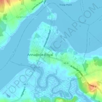 Town of Annapolis Royal topographic map, elevation, terrain