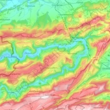 Clos du Doubs topographic map, elevation, terrain