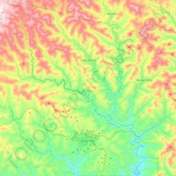 Treze Tílias topographic map, elevation, terrain