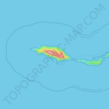 Anacapa Island topographic map, elevation, terrain