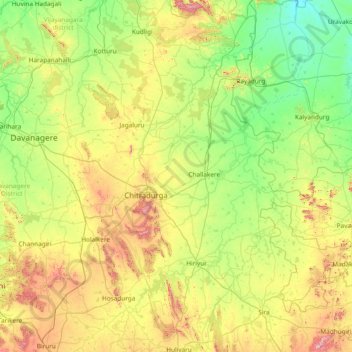 Chitradurga district topographic map, elevation, terrain