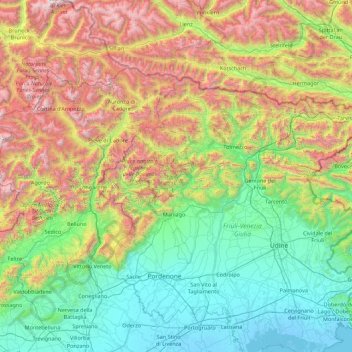 Carnic Alps topographic map, elevation, terrain