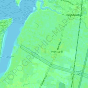 West Huntspill topographic map, elevation, terrain