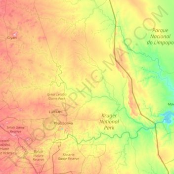Ba-Phalaborwa Local Municipality topographic map, elevation, terrain