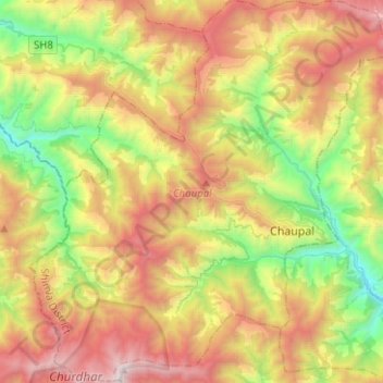 Chaupal topographic map, elevation, terrain