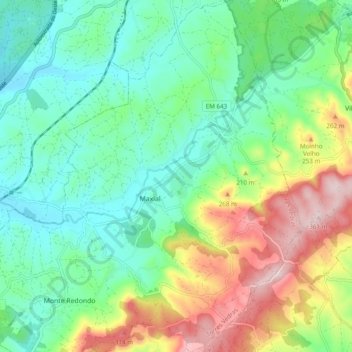 Maxial topographic map, elevation, terrain