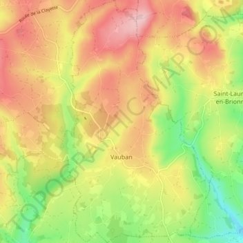 Vauban topographic map, elevation, terrain