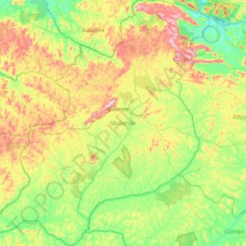 Mubende topographic map, elevation, terrain