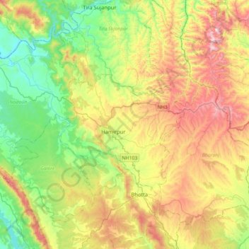 Hamirpur topographic map, elevation, terrain