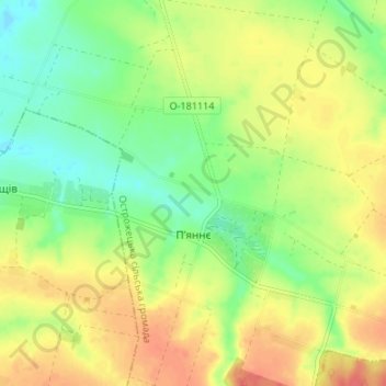 Piannie topographic map, elevation, terrain