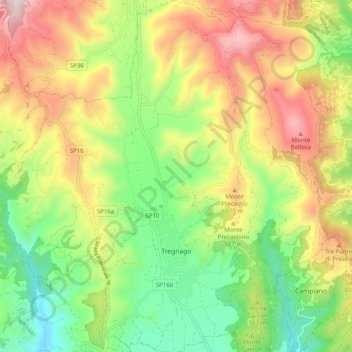 Tregnago topographic map, elevation, terrain