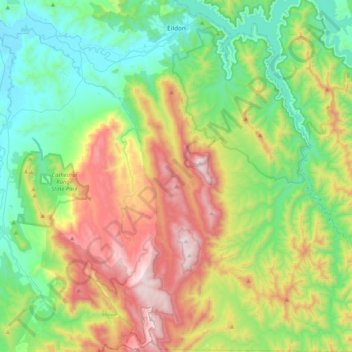 Eildon topographic map, elevation, terrain