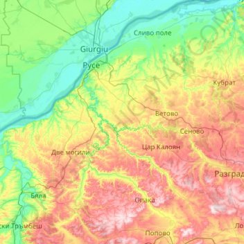 Ruse topographic map, elevation, terrain