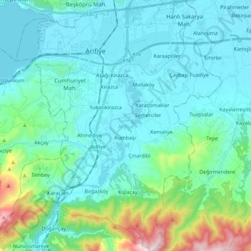 Arifiye topographic map, elevation, terrain