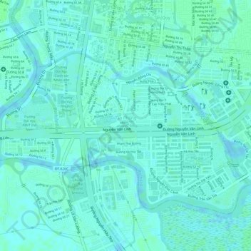 Tan Phong Ward topographic map, elevation, terrain