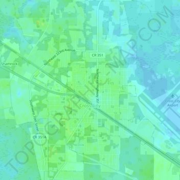 Cross City topographic map, elevation, terrain