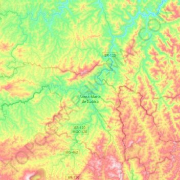 Santa Maria de Itabira topographic map, elevation, terrain