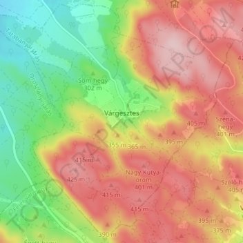 Várgesztes topographic map, elevation, terrain