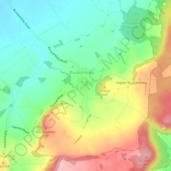 Burwardsley topographic map, elevation, terrain