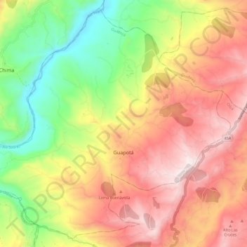 Guapotá topographic map, elevation, terrain