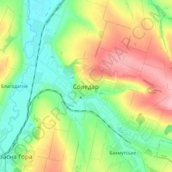 Soledar topographic map, elevation, terrain