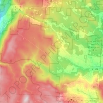 Winhall topographic map, elevation, terrain