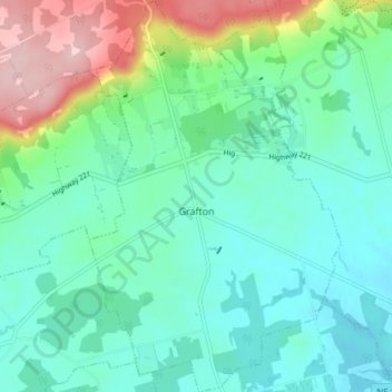 Grafton topographic map, elevation, terrain