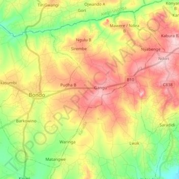 North Sakwa ward topographic map, elevation, terrain