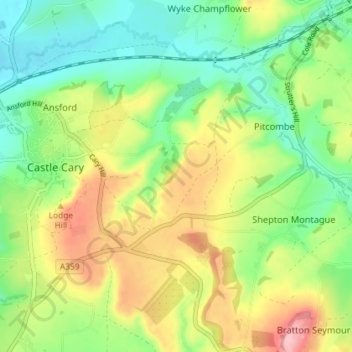 Pitcombe topographic map, elevation, terrain