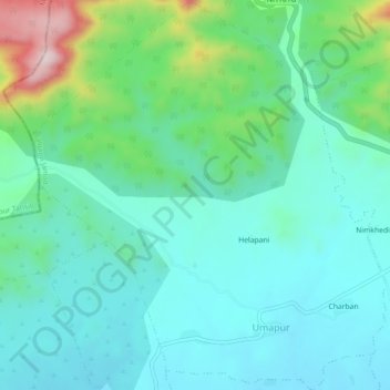 Umapur topographic map, elevation, terrain