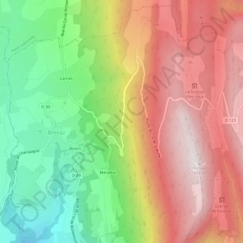 Brénaz topographic map, elevation, terrain