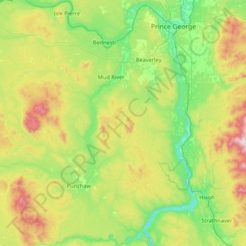 Area C (Chilako River/Nechako) topographic map, elevation, terrain