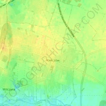 Kiełczów topographic map, elevation, terrain