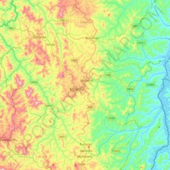 Nyanza topographic map, elevation, terrain