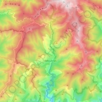 Moulinet topographic map, elevation, terrain