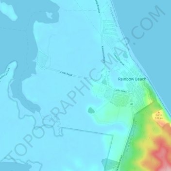 Rainbow Beach topographic map, elevation, terrain