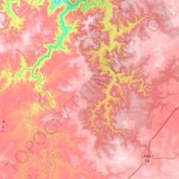 Canyonleigh topographic map, elevation, terrain