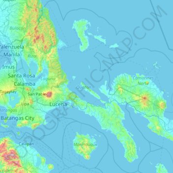 Quezon topographic map, elevation, terrain