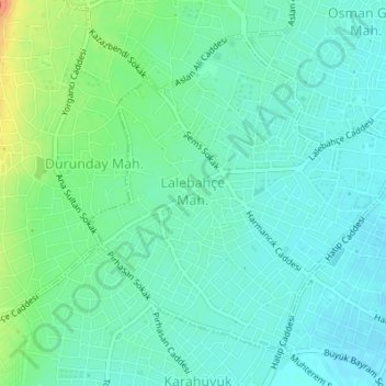 Lalebahçe Mahallesi topographic map, elevation, terrain