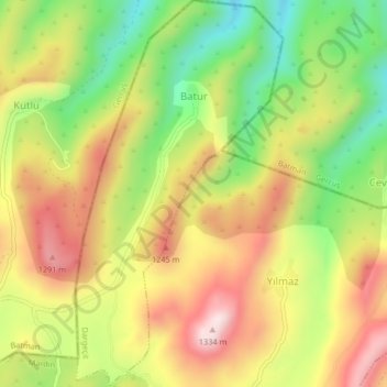 Batur Mahallesi topographic map, elevation, terrain