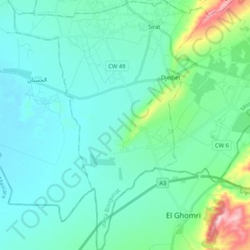 Sirat topographic map, elevation, terrain