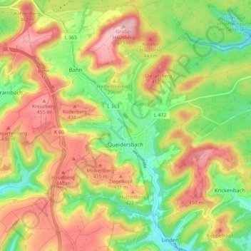 Queidersbach Topographic Map, Elevation, Terrain