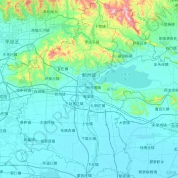 Jizhou District topographic map, elevation, terrain
