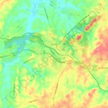 Dallas topographic map, elevation, terrain