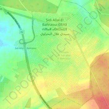 Sidi Allal El Bahraoui topographic map, elevation, terrain