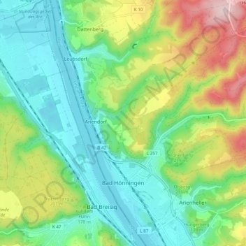 Bad Hönningen topographic map, elevation, terrain